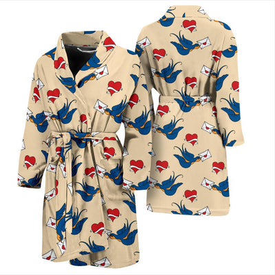 Swallow Bird Pattern Print Design 05 Men Bathrobe-JORJUNE.COM