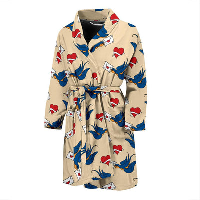 Swallow Bird Pattern Print Design 05 Men Bathrobe-JORJUNE.COM