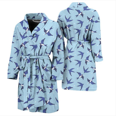 Swallow Bird Pattern Print Design 06 Men Bathrobe-JORJUNE.COM