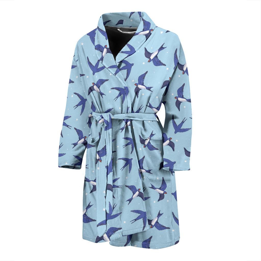 Swallow Bird Pattern Print Design 06 Men Bathrobe-JORJUNE.COM