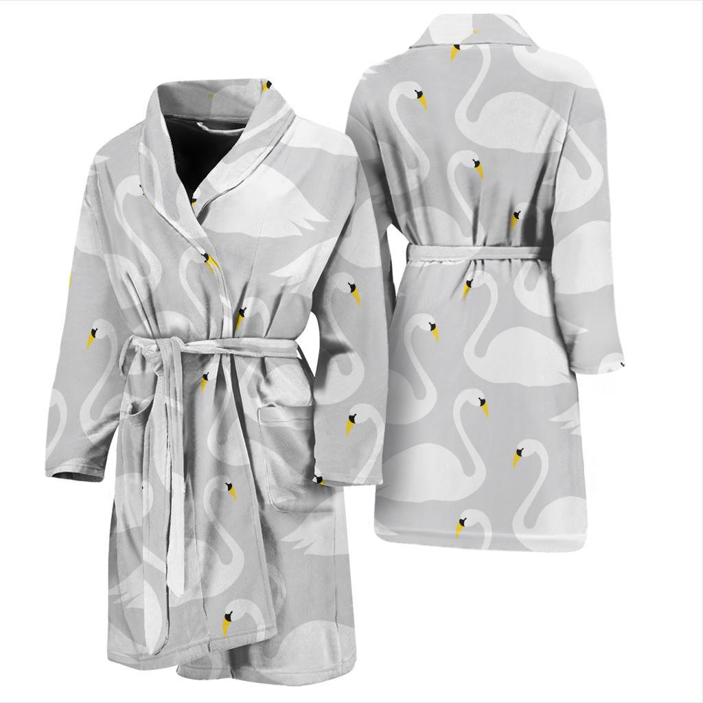 Swan Pattern Print Design 02 Men Bathrobe-JORJUNE.COM