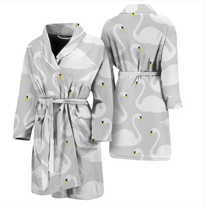 Swan Pattern Print Design 02 Men Bathrobe-JORJUNE.COM