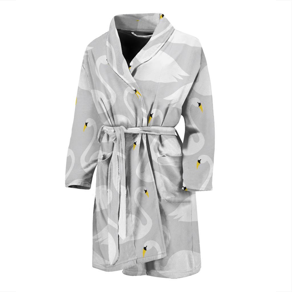 Swan Pattern Print Design 02 Men Bathrobe-JORJUNE.COM