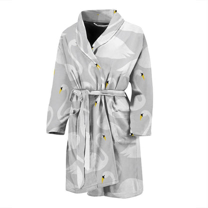 Swan Pattern Print Design 02 Men Bathrobe-JORJUNE.COM