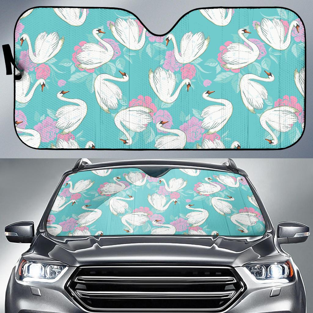 Swan Pattern Print Design 03 Car Sun Shades-JORJUNE.COM