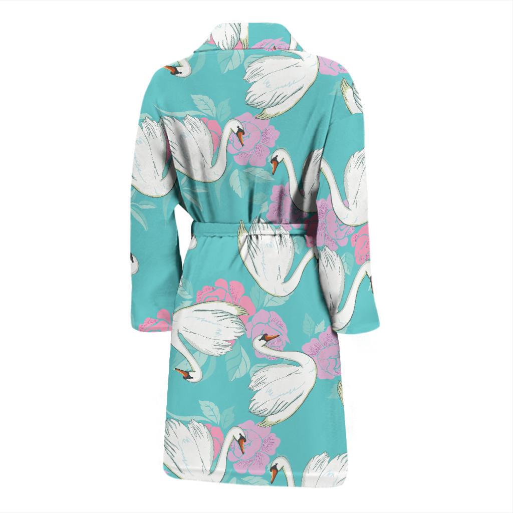 Swan Pattern Print Design 03 Men Bathrobe-JORJUNE.COM