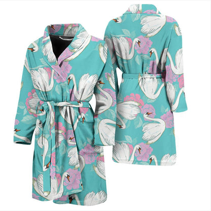 Swan Pattern Print Design 03 Men Bathrobe-JORJUNE.COM