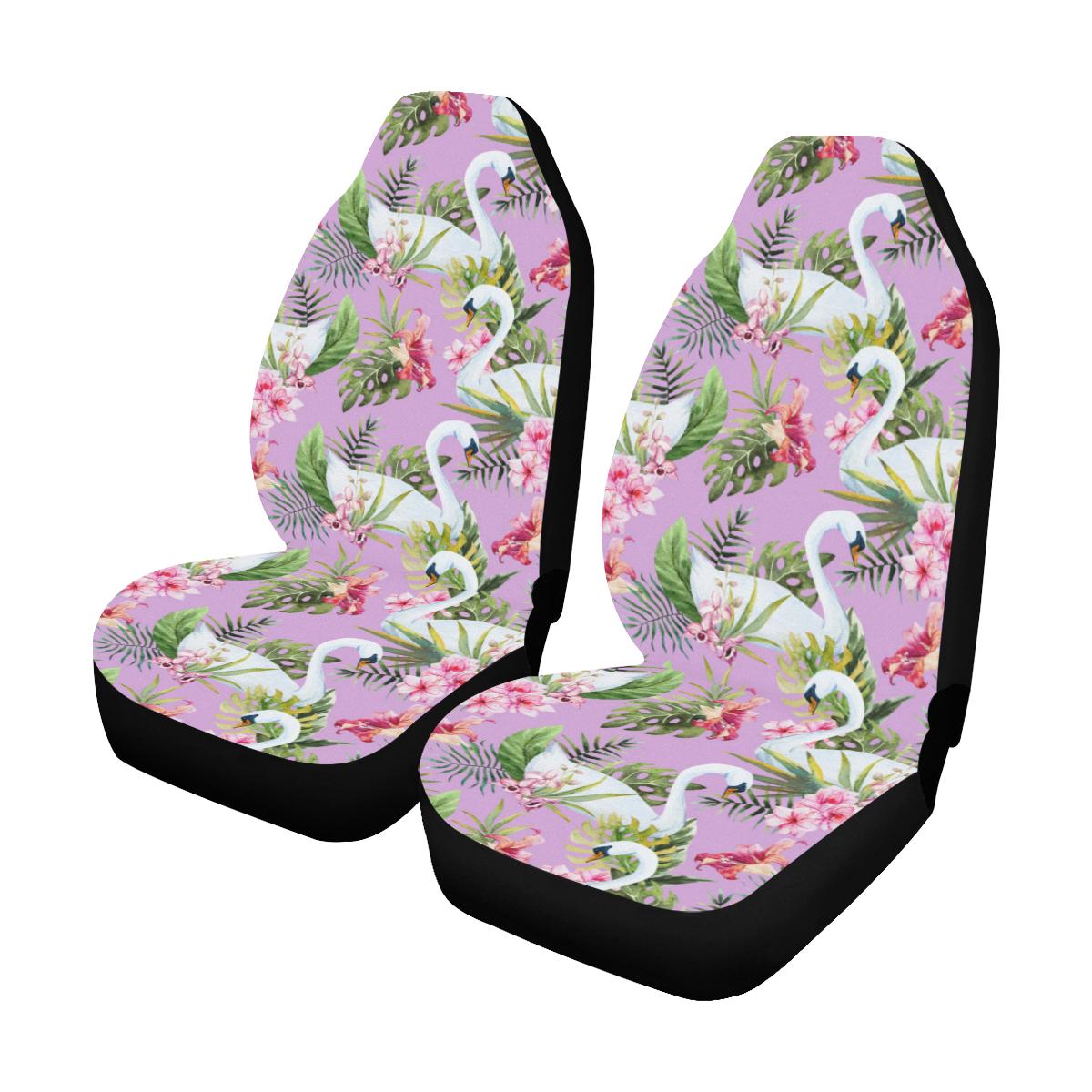 Swan with Flower Pattern Print Design 01 Car Seat Covers (Set of 2)-JORJUNE.COM