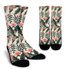 Plumeria Flower Tropical Palm Leaves Crew Socks