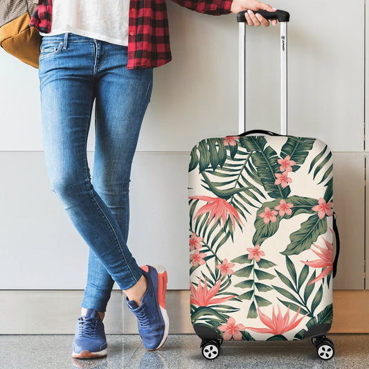 Plumeria Flower Tropical Palm Leaves Luggage Protective Cover