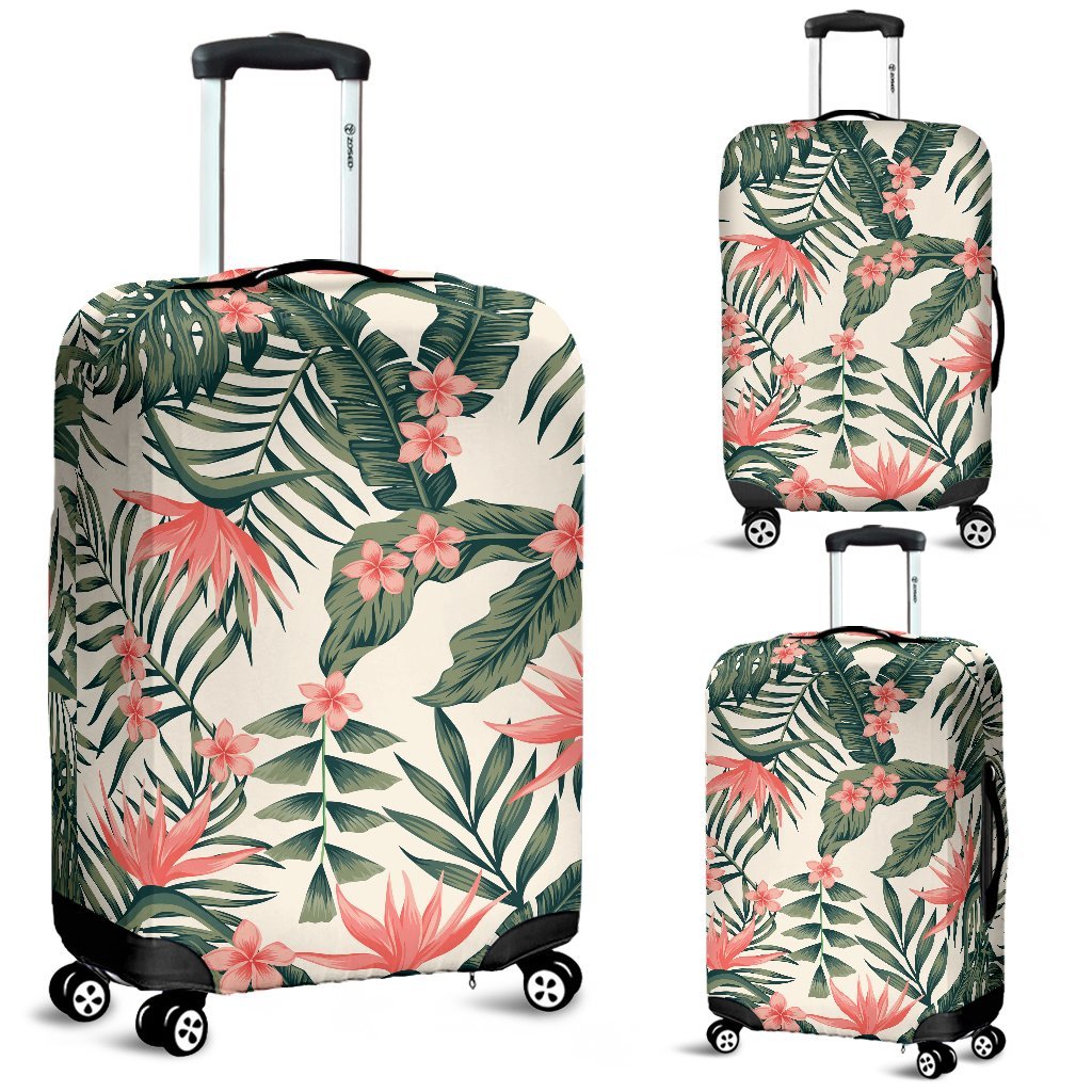Plumeria Flower Tropical Palm Leaves Luggage Protective Cover