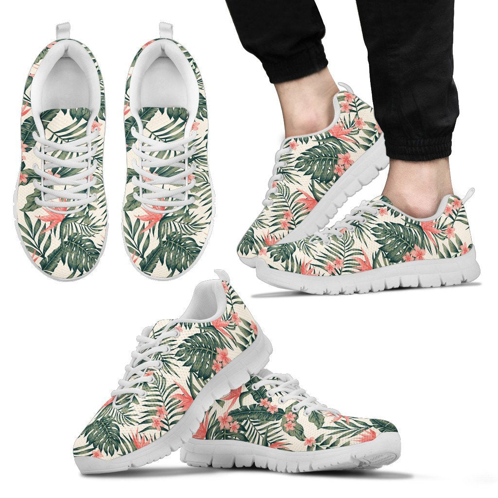 Plumeria Flower Tropical Palm Leaves Men Sneakers