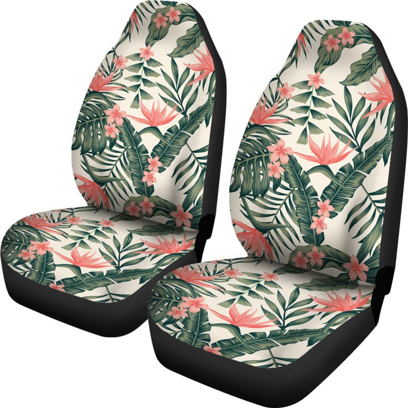 Plumeria Flower Tropical Palm Leaves Universal Fit Car Seat Covers