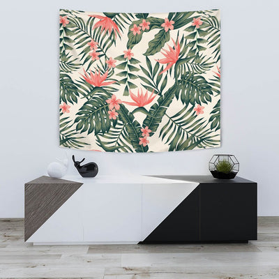 Plumeria Flower Tropical Palm Leaves Wall Tapestry