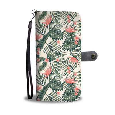 Plumeria Flower Tropical Palm Leaves Wallet Phone Case