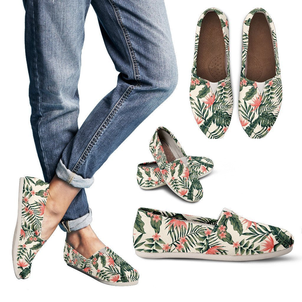 Sweet Tropical Flower Palm Leaves Women Casual Shoes-JorJune.com