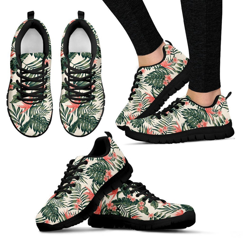 Plumeria Flower Tropical Palm Leaves Women Sneakers