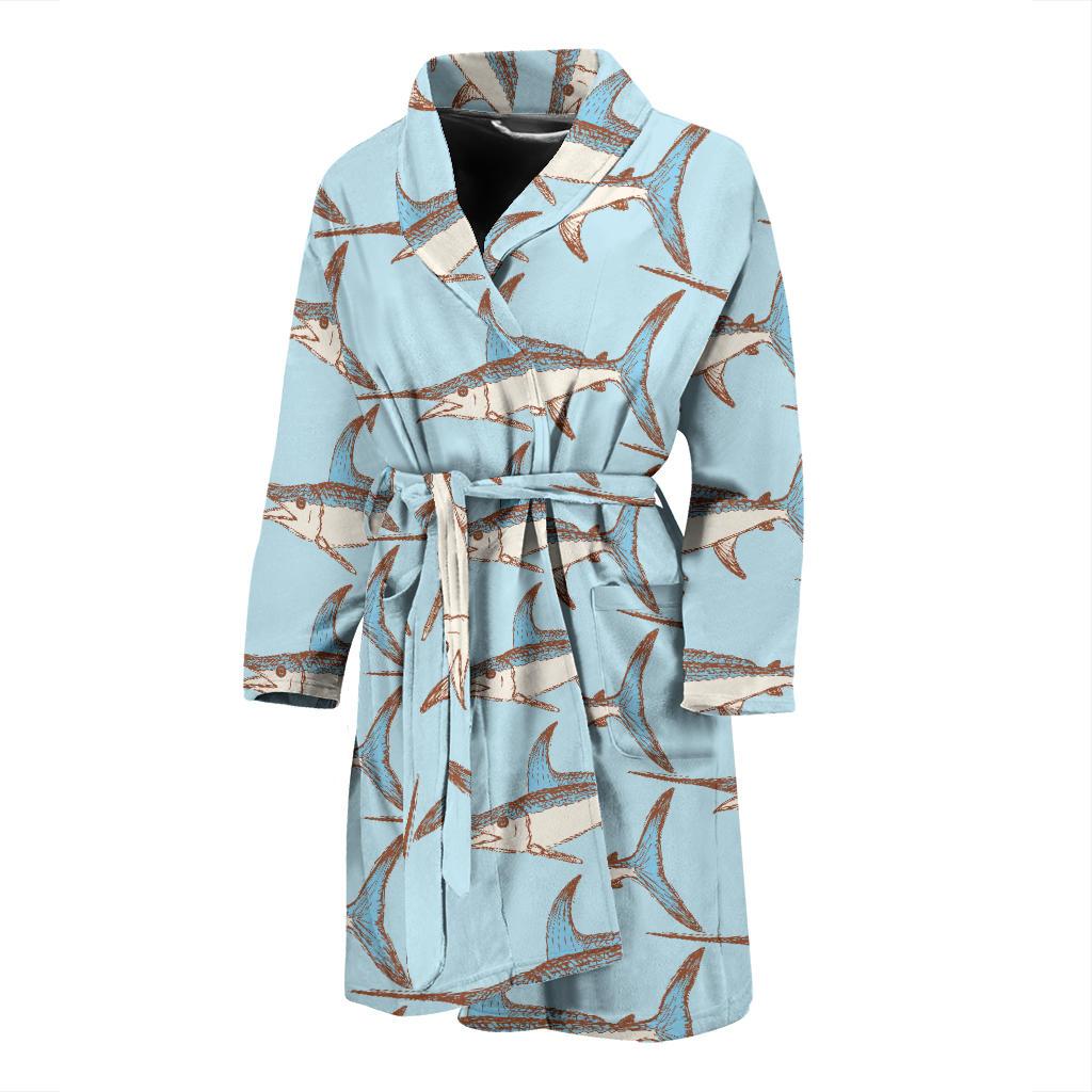 Swordfish Pattern Print Design 01 Men Bathrobe-JORJUNE.COM
