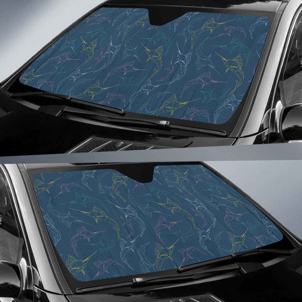 Swordfish Pattern Print Design 02 Car Sun Shades-JORJUNE.COM