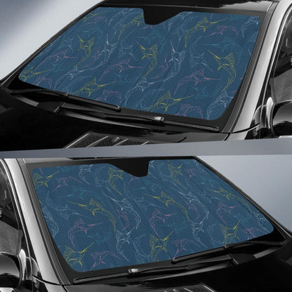 Swordfish Pattern Print Design 02 Car Sun Shades-JORJUNE.COM