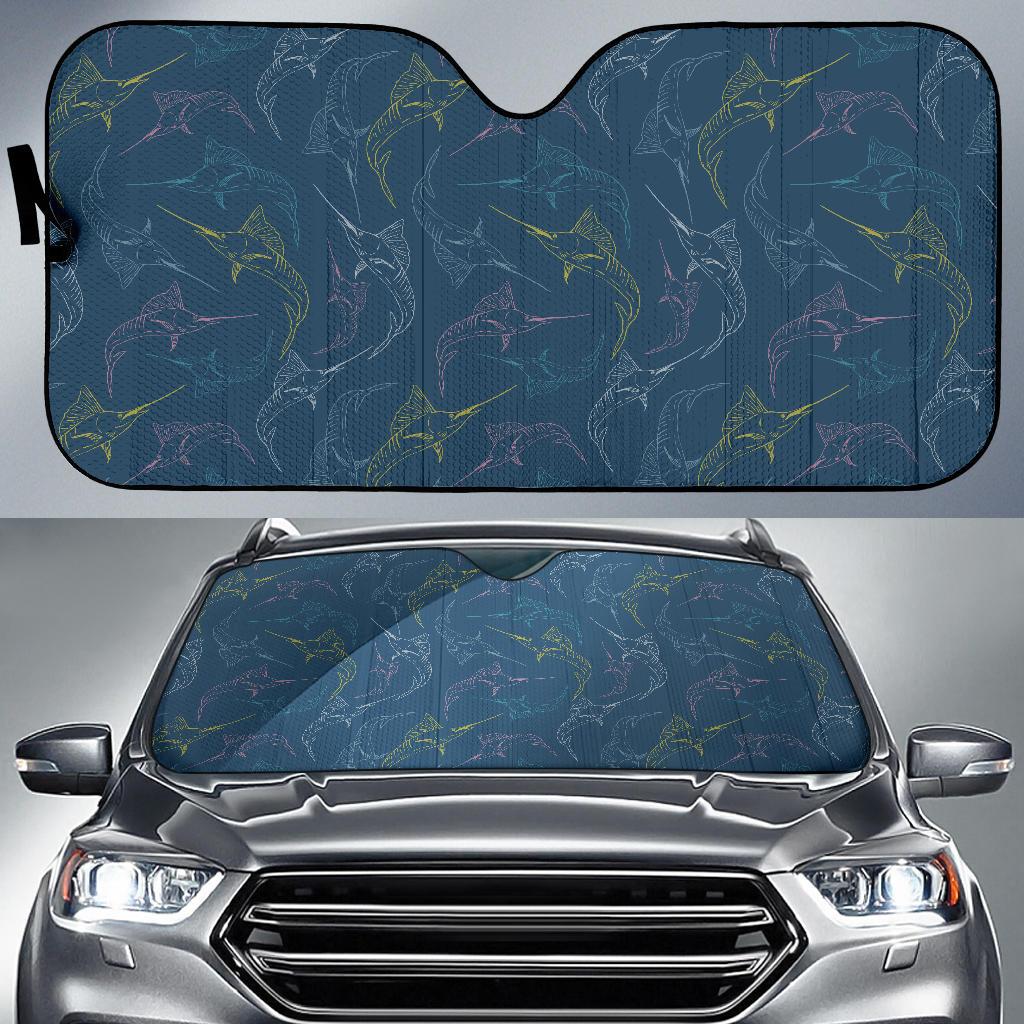 Swordfish Pattern Print Design 02 Car Sun Shades-JORJUNE.COM