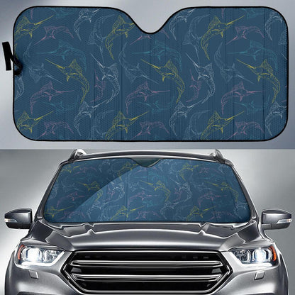 Swordfish Pattern Print Design 02 Car Sun Shades-JORJUNE.COM