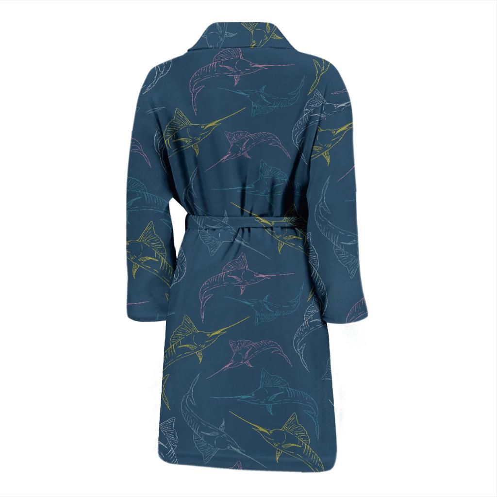 Swordfish Pattern Print Design 02 Men Bathrobe-JORJUNE.COM