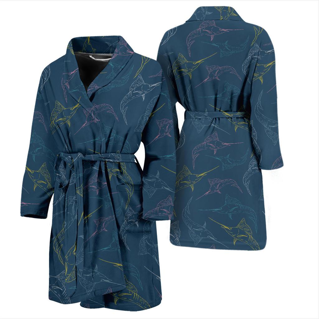 Swordfish Pattern Print Design 02 Men Bathrobe-JORJUNE.COM