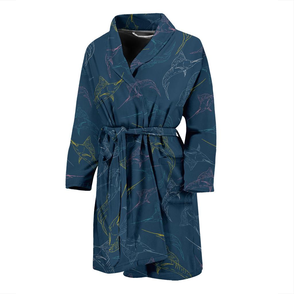 Swordfish Pattern Print Design 02 Men Bathrobe-JORJUNE.COM