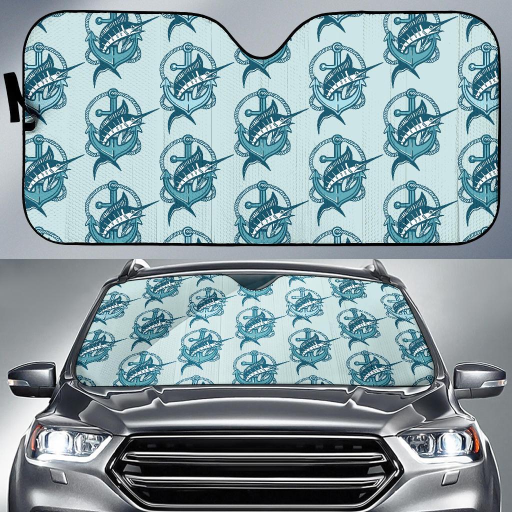 Swordfish Pattern Print Design 03 Car Sun Shades-JORJUNE.COM