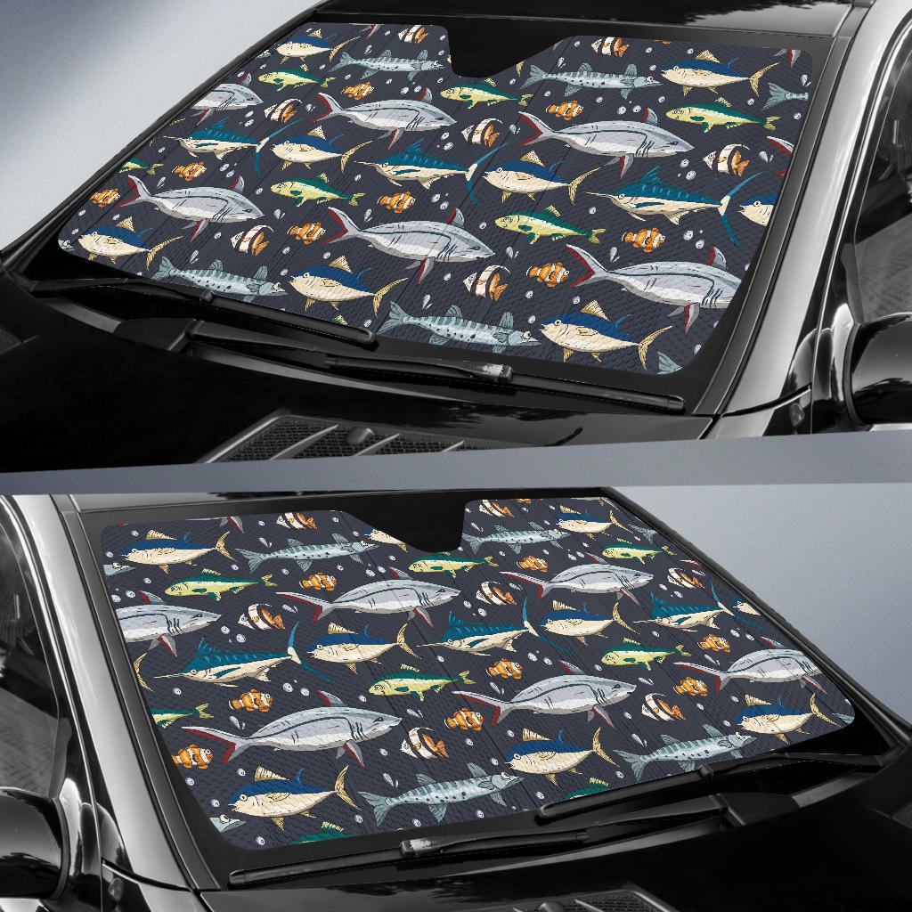 Swordfish Pattern Print Design 04 Car Sun Shades-JORJUNE.COM
