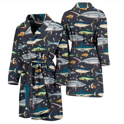 Swordfish Pattern Print Design 04 Men Bathrobe-JORJUNE.COM