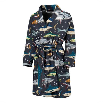 Swordfish Pattern Print Design 04 Men Bathrobe-JORJUNE.COM