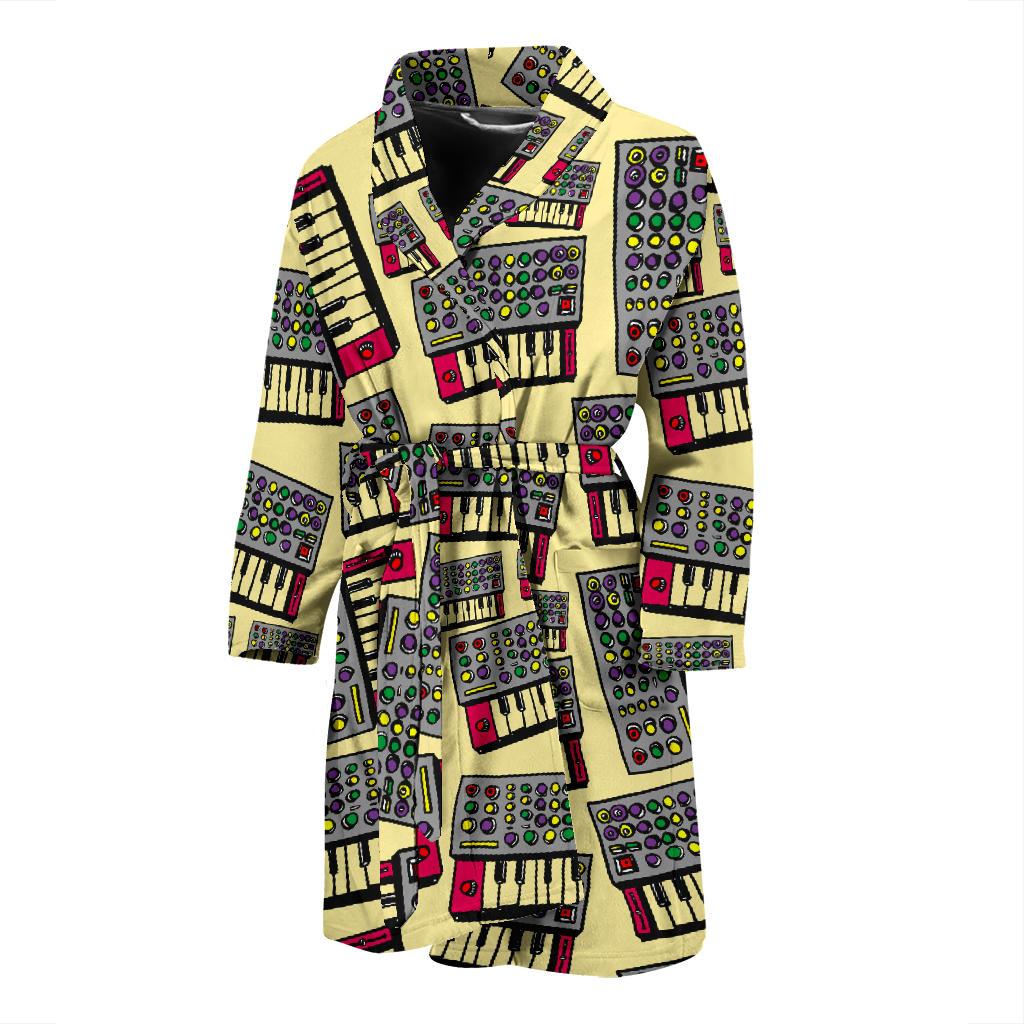 Synthesizer Pattern Print Design 01 Men Bathrobe-JORJUNE.COM