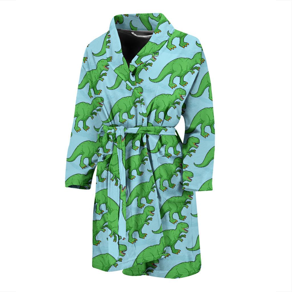 T Rex Pattern Print Design A01 Men Bathrobe-JORJUNE.COM