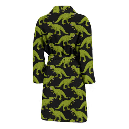 T Rex Pattern Print Design A02 Men Bathrobe-JORJUNE.COM
