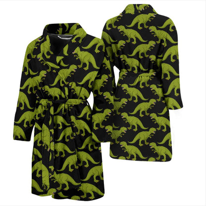 T Rex Pattern Print Design A02 Men Bathrobe-JORJUNE.COM