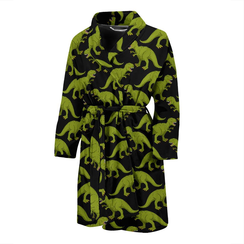 T Rex Pattern Print Design A02 Men Bathrobe-JORJUNE.COM