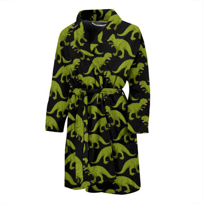 T Rex Pattern Print Design A02 Men Bathrobe-JORJUNE.COM