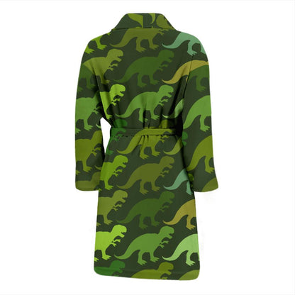 T Rex Pattern Print Design A03 Men Bathrobe-JORJUNE.COM