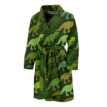 T Rex Pattern Print Design A03 Men Bathrobe-JORJUNE.COM