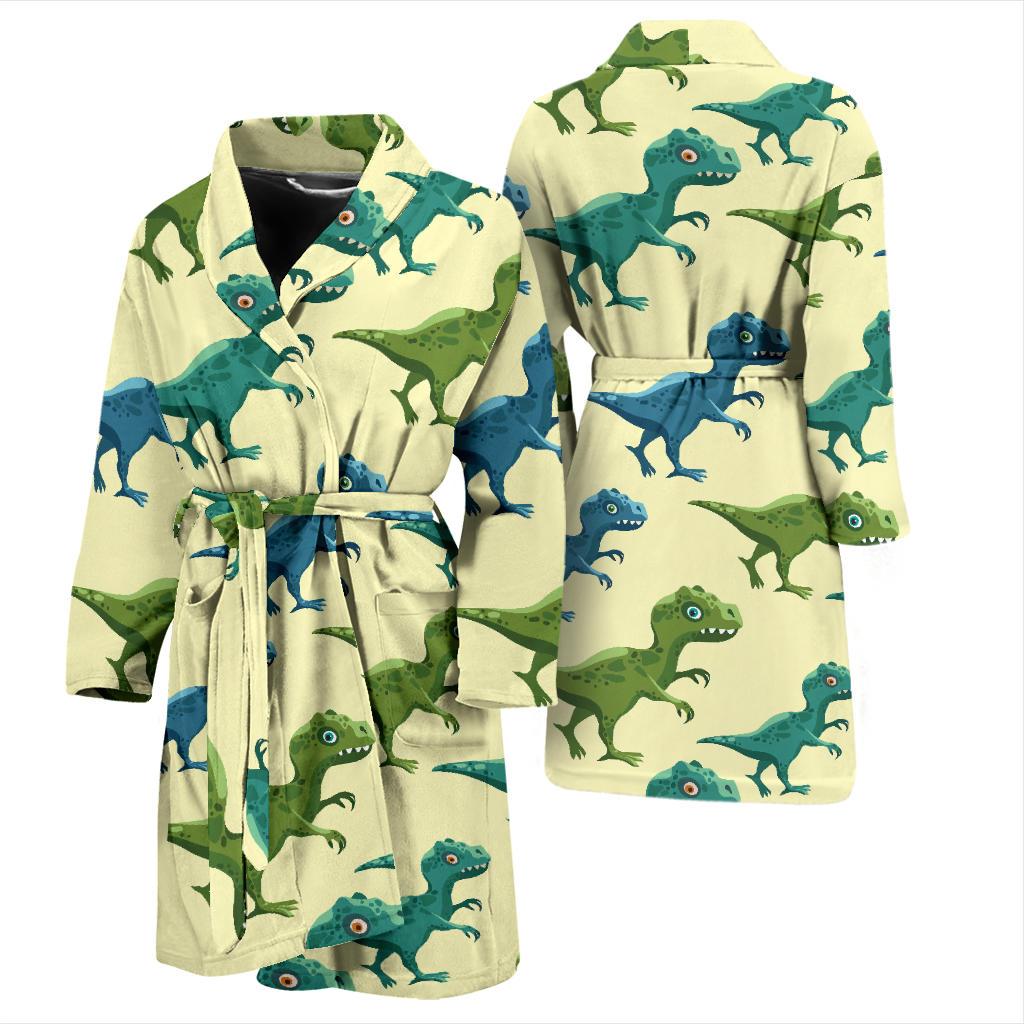 T Rex Pattern Print Design A04 Men Bathrobe-JORJUNE.COM