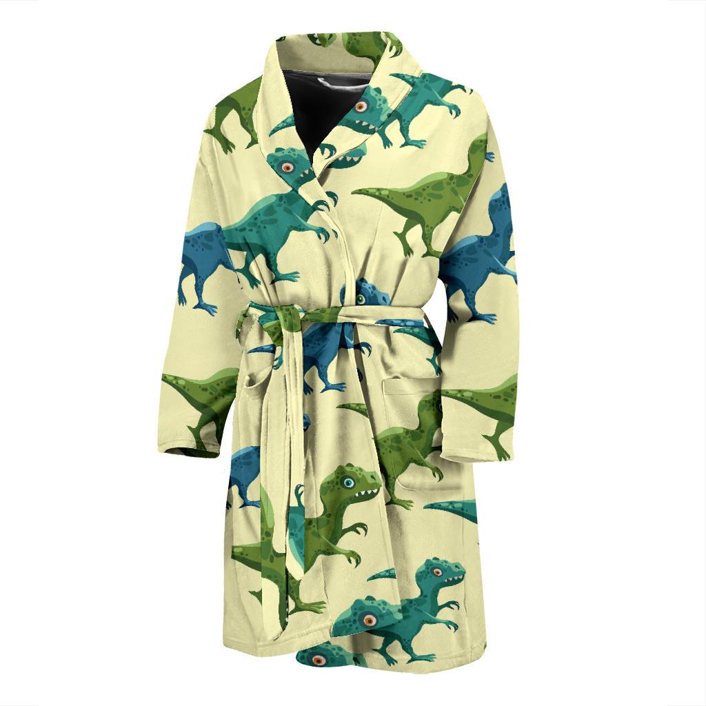 T Rex Pattern Print Design A04 Men Bathrobe-JORJUNE.COM
