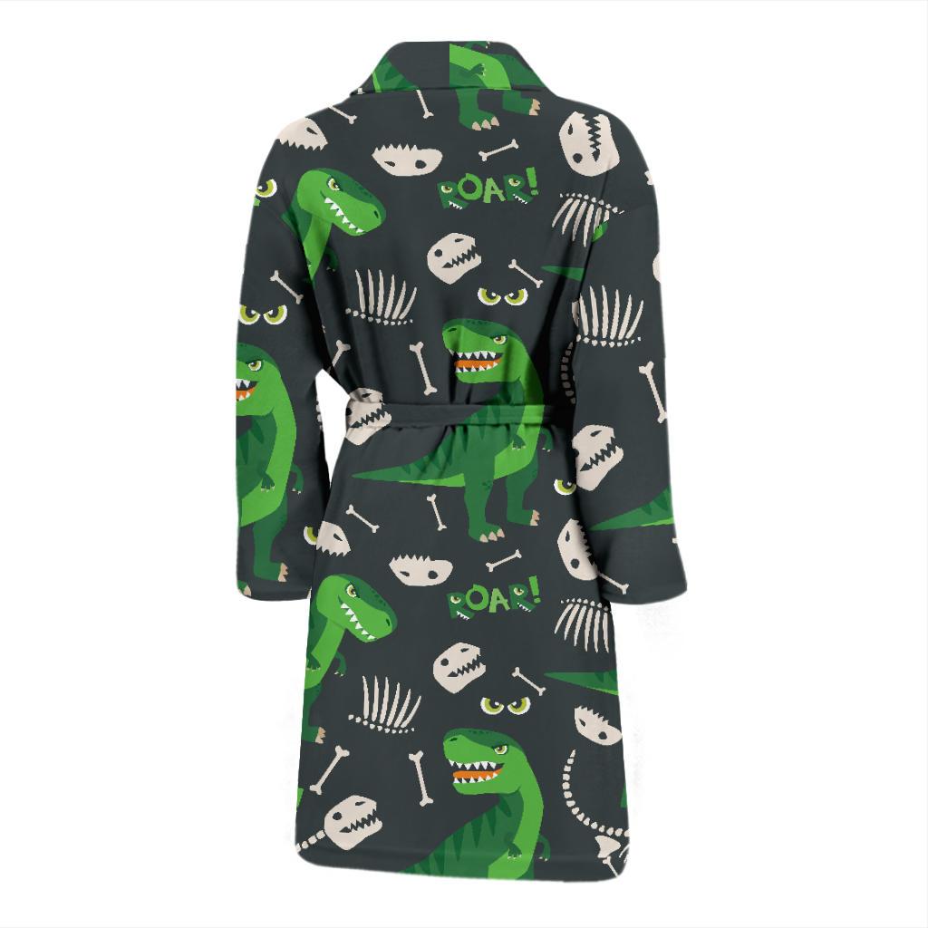 T Rex Pattern Print Design A05 Men Bathrobe-JORJUNE.COM