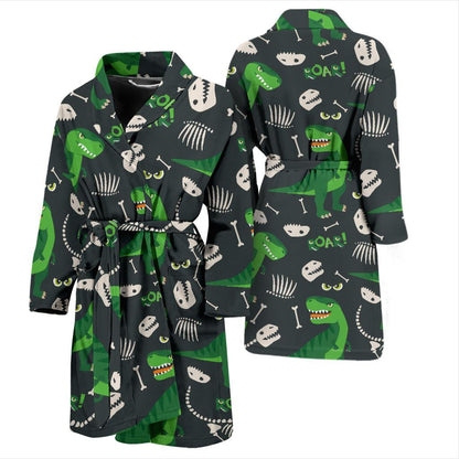 T Rex Pattern Print Design A05 Men Bathrobe-JORJUNE.COM