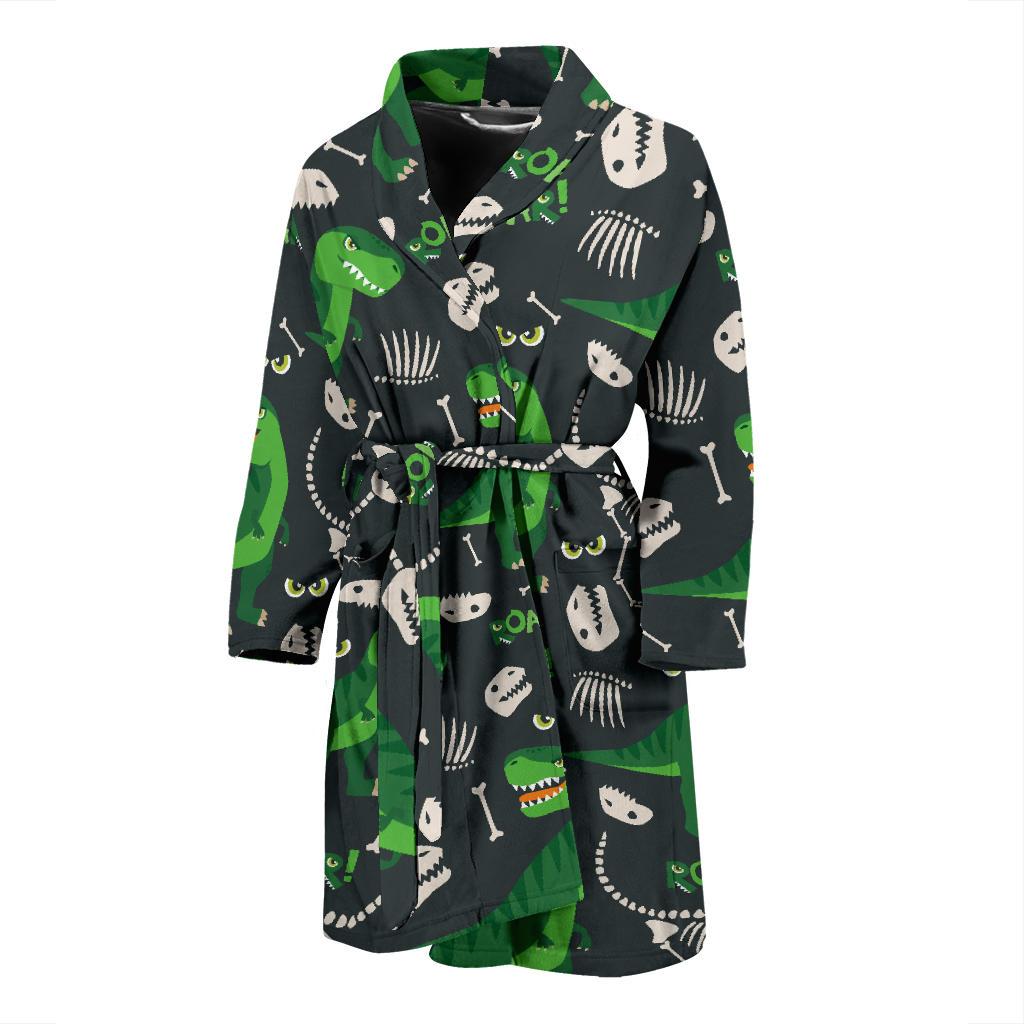 T Rex Pattern Print Design A05 Men Bathrobe-JORJUNE.COM
