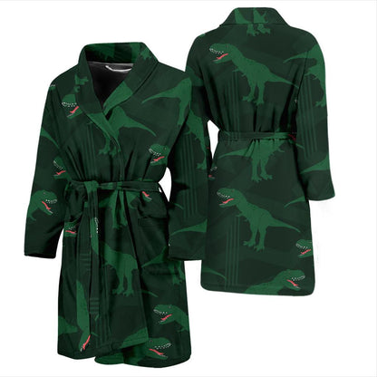 T Rex Pattern Print Design A06 Men Bathrobe-JORJUNE.COM