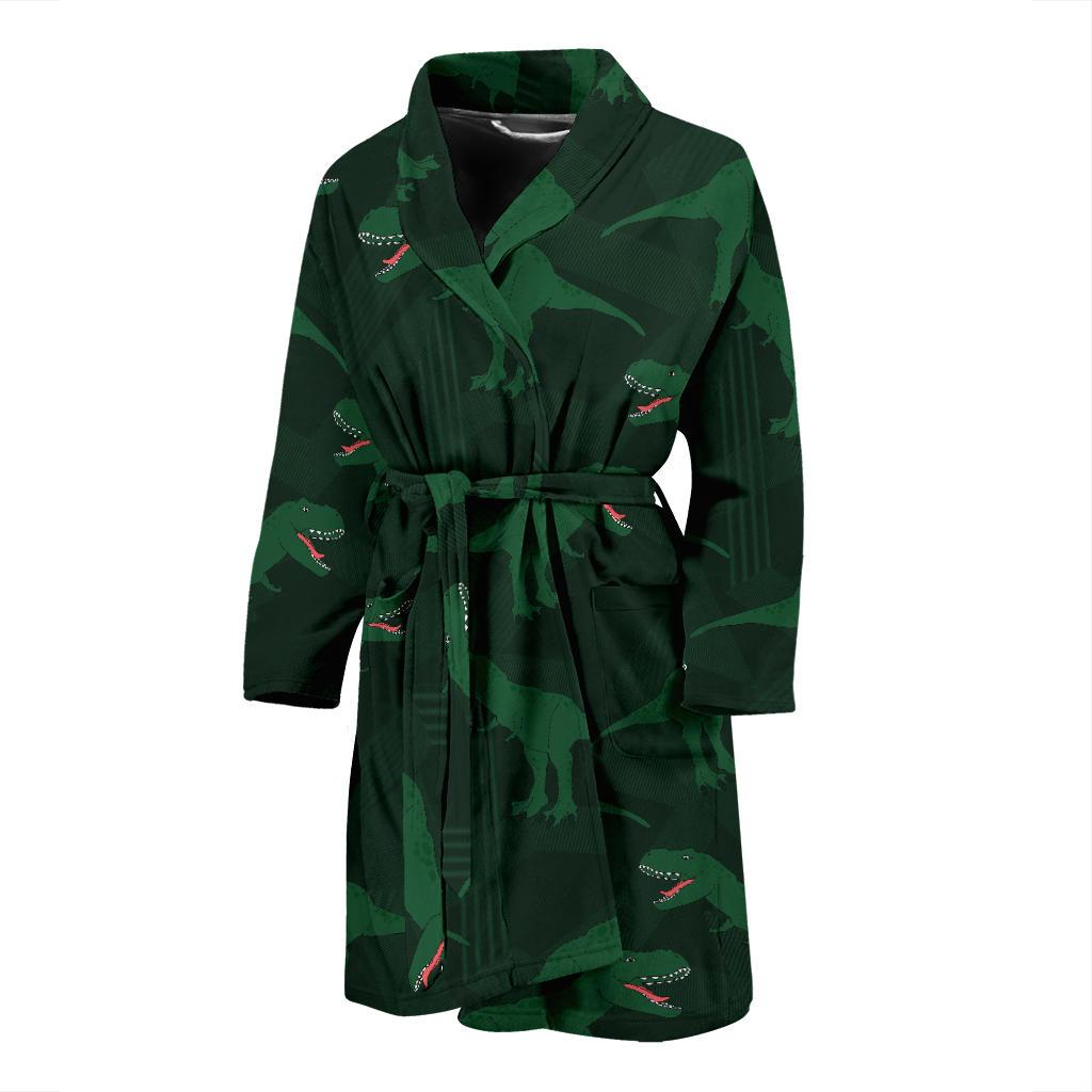 T Rex Pattern Print Design A06 Men Bathrobe-JORJUNE.COM