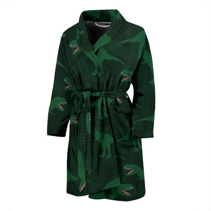 T Rex Pattern Print Design A06 Men Bathrobe-JORJUNE.COM