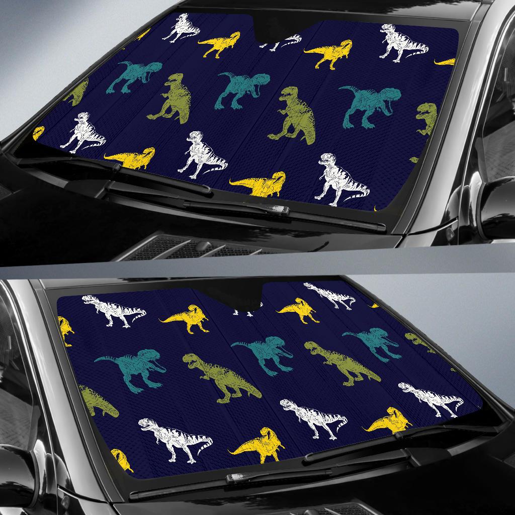 T Rex Pattern Print Design A07 Car Sun Shades-JORJUNE.COM